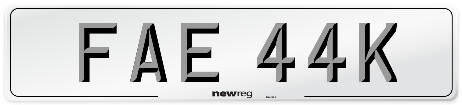FAE 44K Number Plate from New Reg